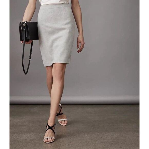 REISS Wool Blend Haven Pencil Skirt In Gray Size 6 - Picture 1 of 7